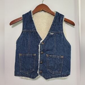 Vintage Nelson Snap Front Sherpa Lined Ranch Denim Jean Vest Girl's Size Medium